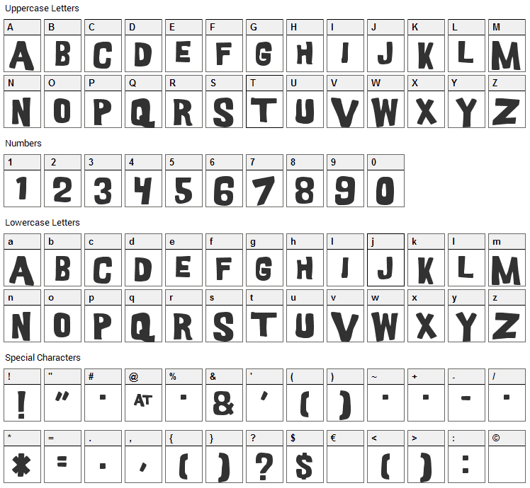 Good Girl Font Character Map