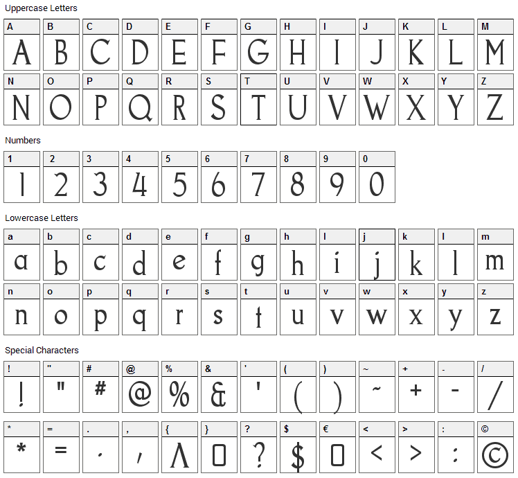 Goodfish Font Character Map