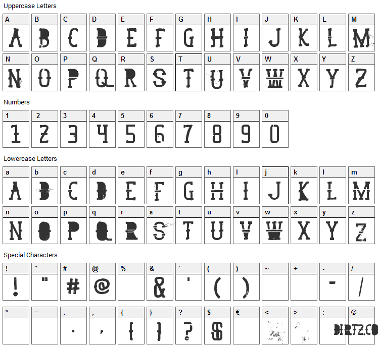 GoodPeace Font Character Map