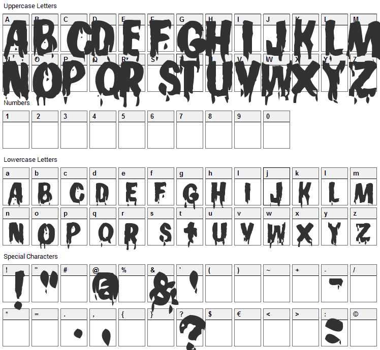 Gooey Font Character Map