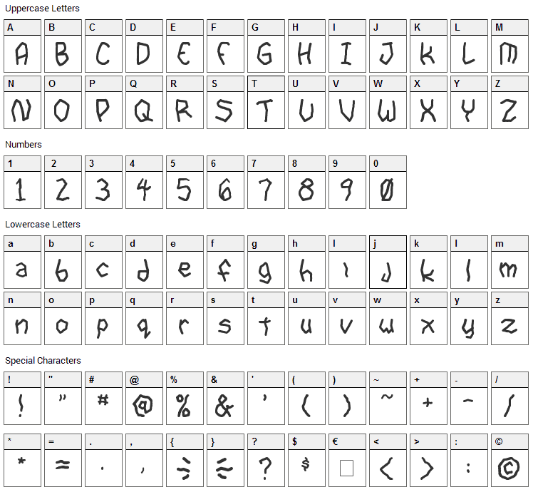 Goon Spectre TBS Font Character Map