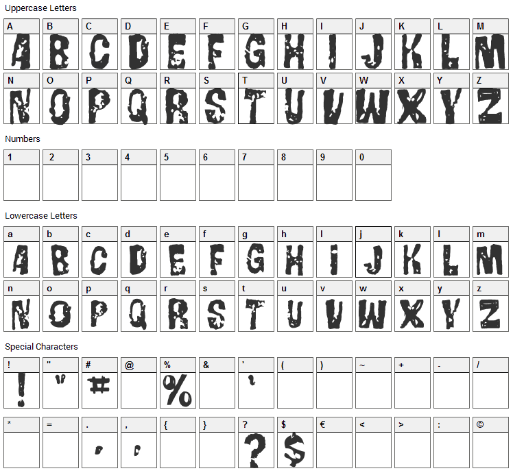 Gorgo Font Character Map