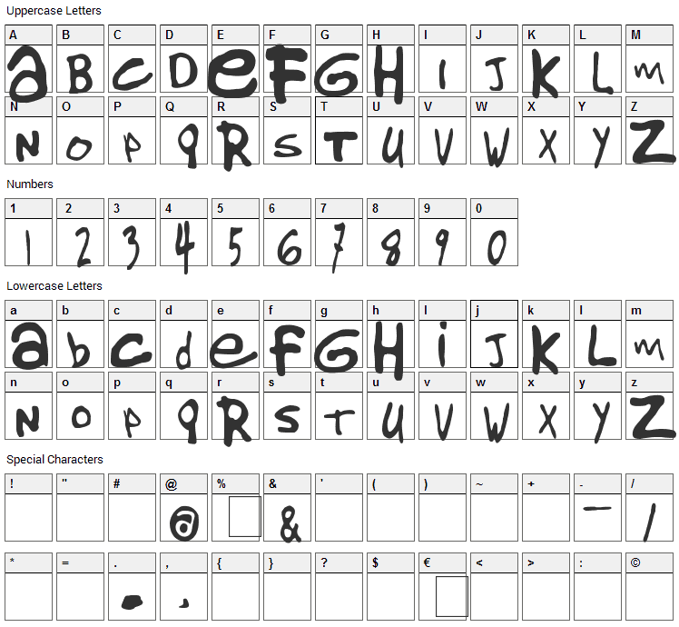 Gorillaz 1 Font Character Map