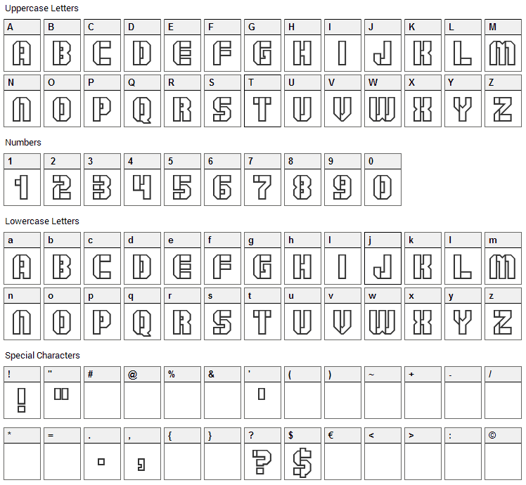 Goshawk Military Font Character Map