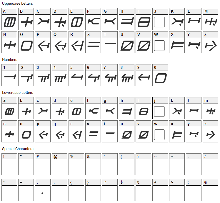 Graalen Font Character Map