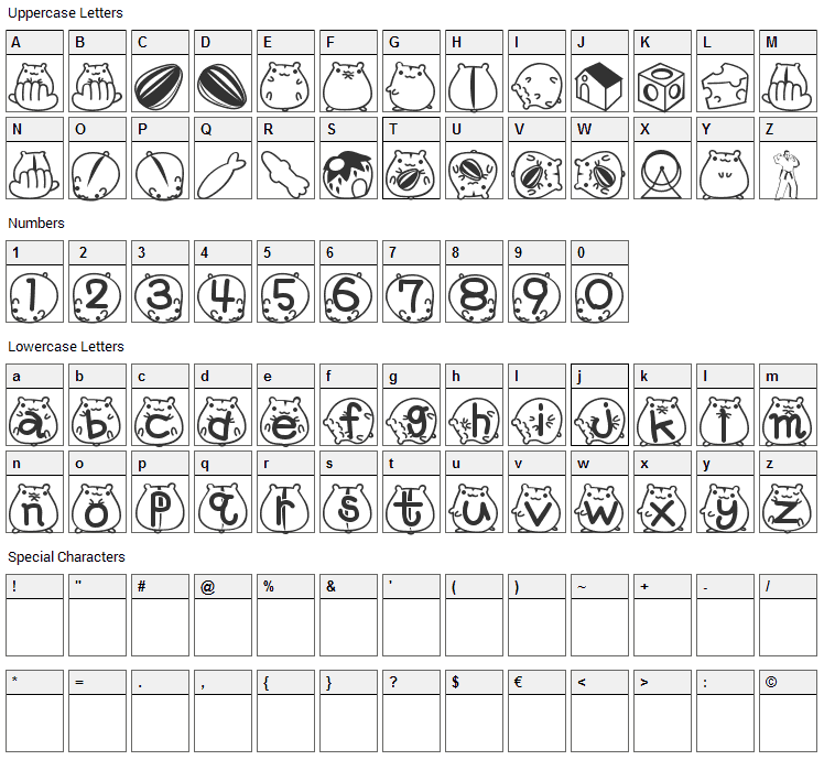 Gracie Font Character Map
