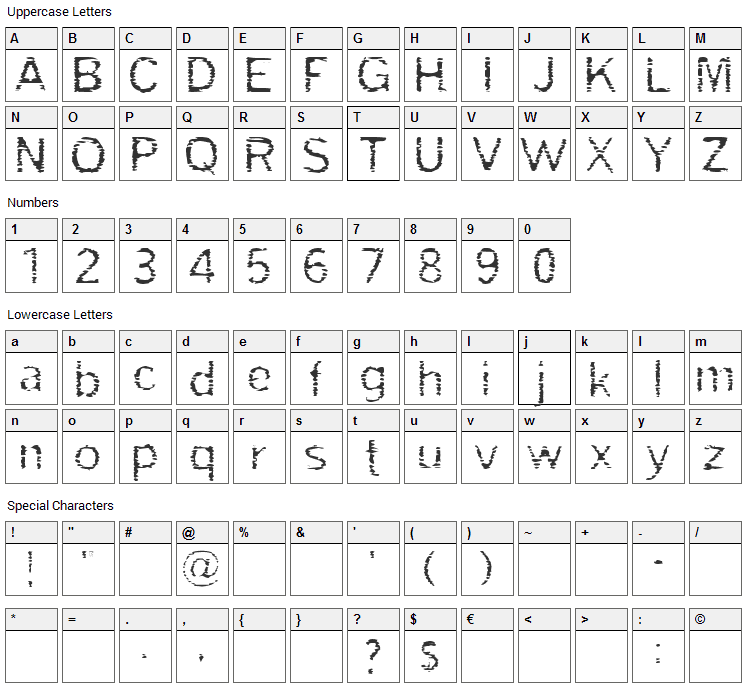 Grade Font Character Map