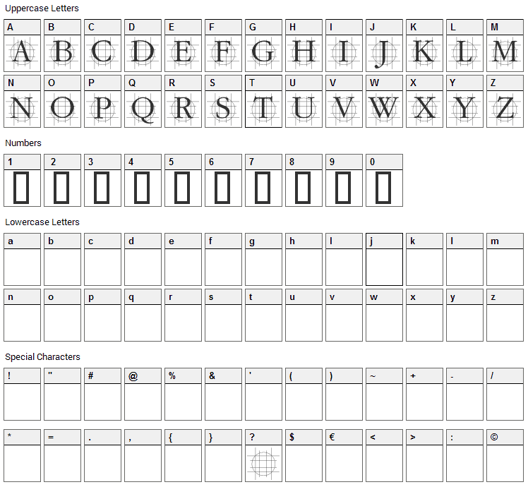 Graf Font Character Map