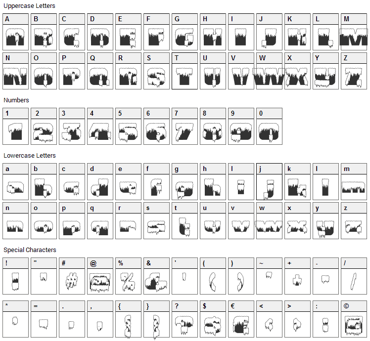 Gramius Blizzard Font Character Map