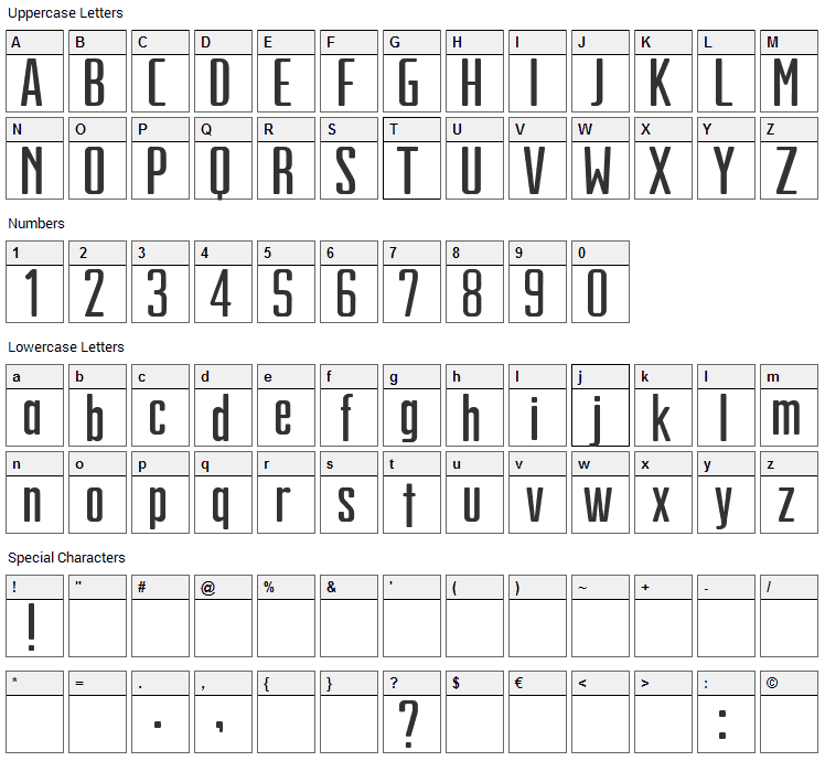 Grand Finale Font Character Map
