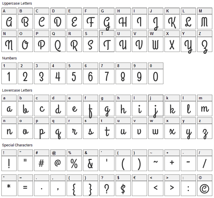 Grand Hotel Font Character Map