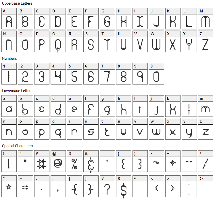 Granular Font Character Map