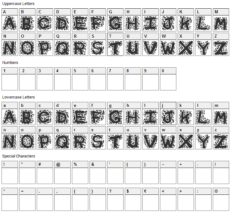 Gravel Font Character Map