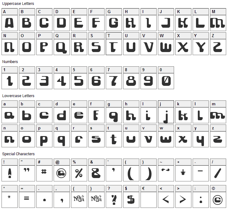 Gravity Sucks Font Character Map