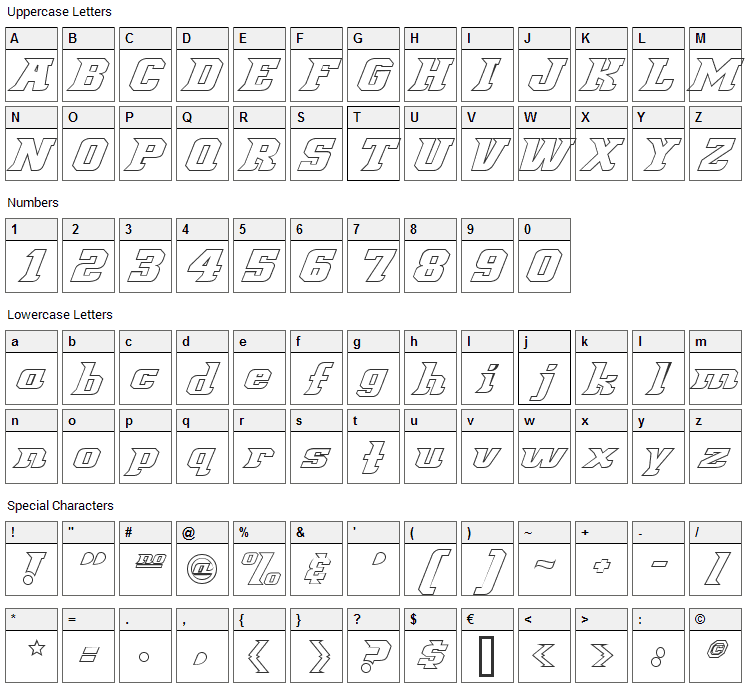 Great American League Baseline Font Character Map