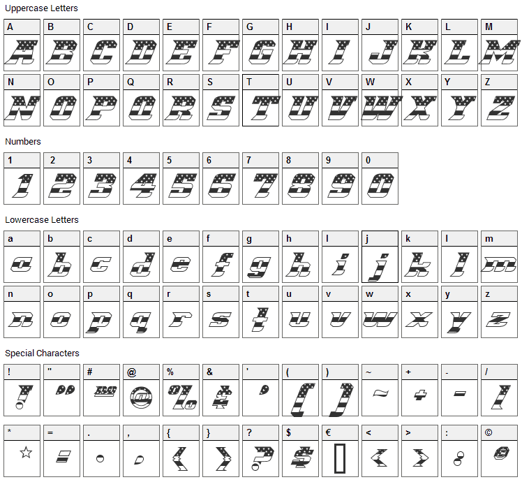 Great American League Triple Font Character Map