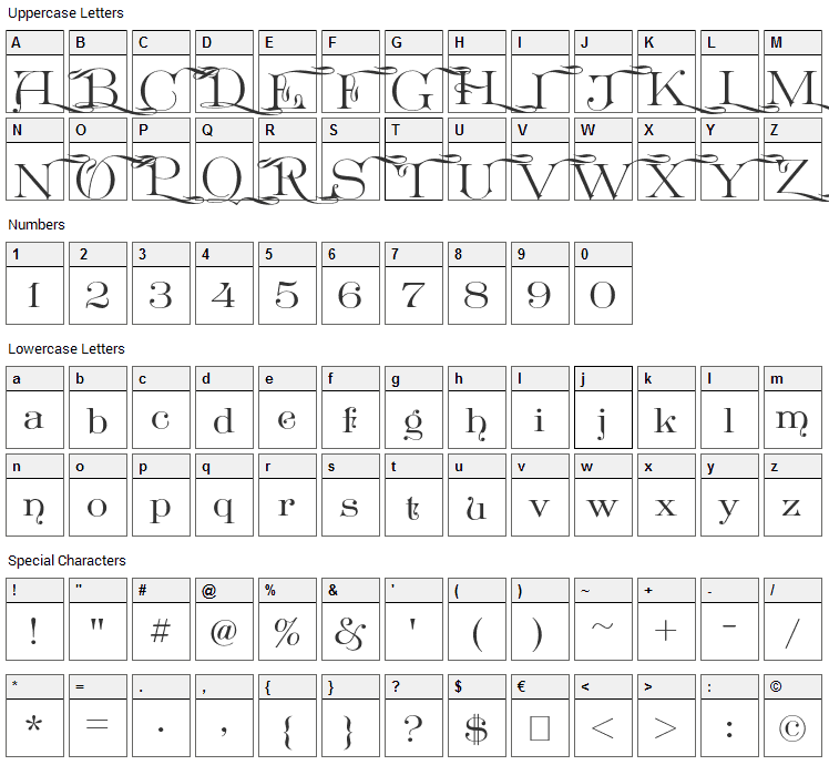 Great Victorian Font Character Map