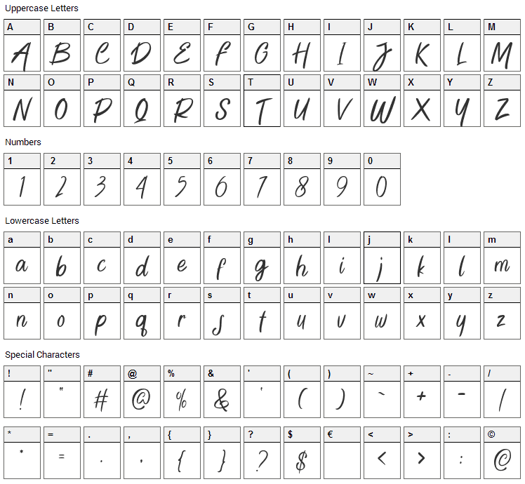 Green Bee Font Character Map