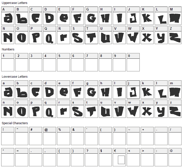 Green Days Font Character Map