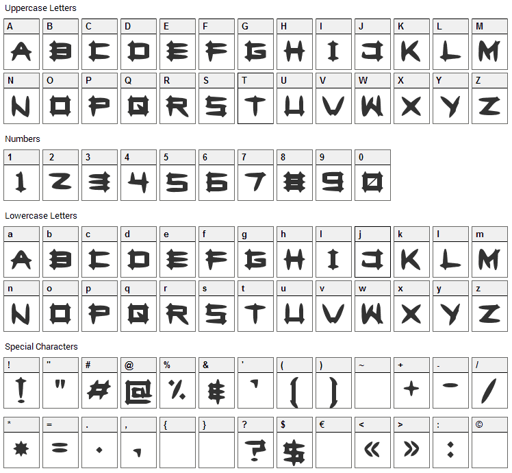 Greghor II Font Character Map