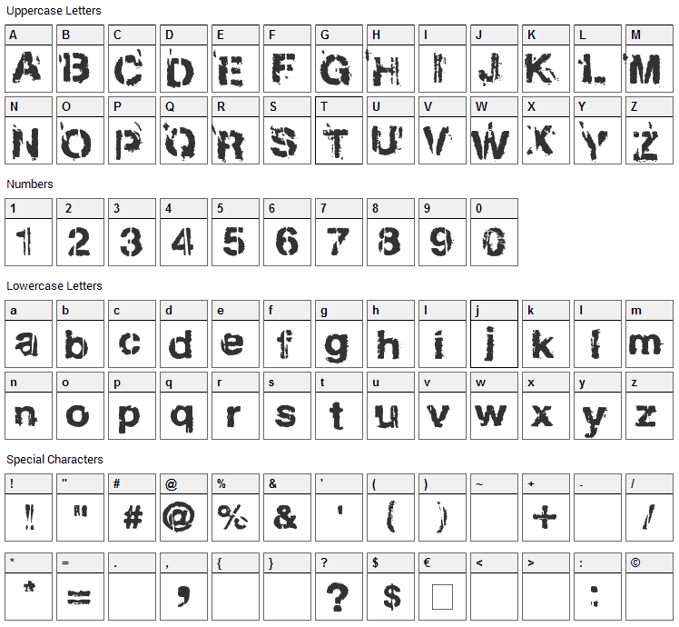 Gregphix Font Character Map