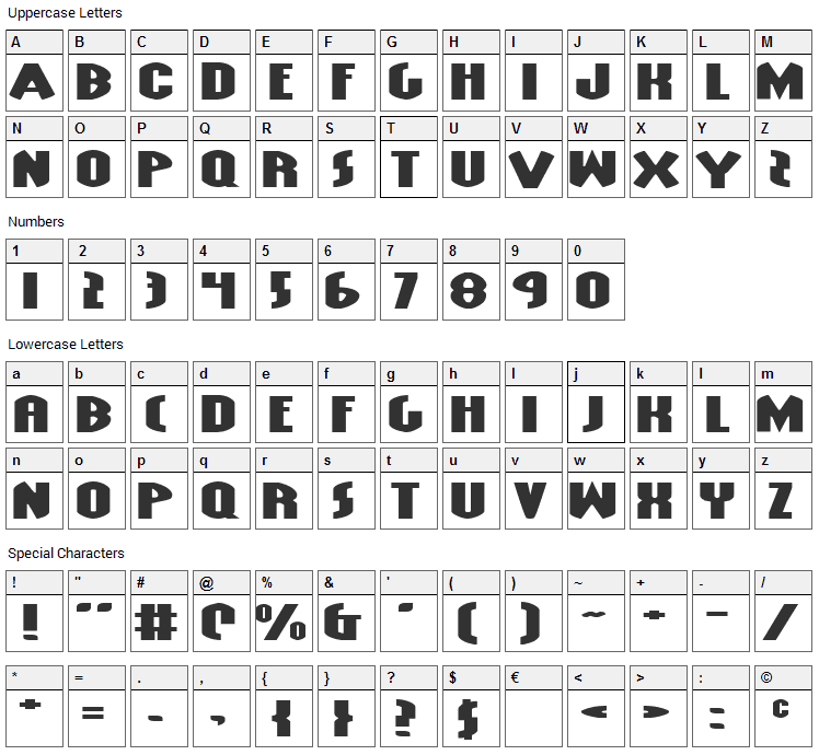 Grendels Mother Font Character Map