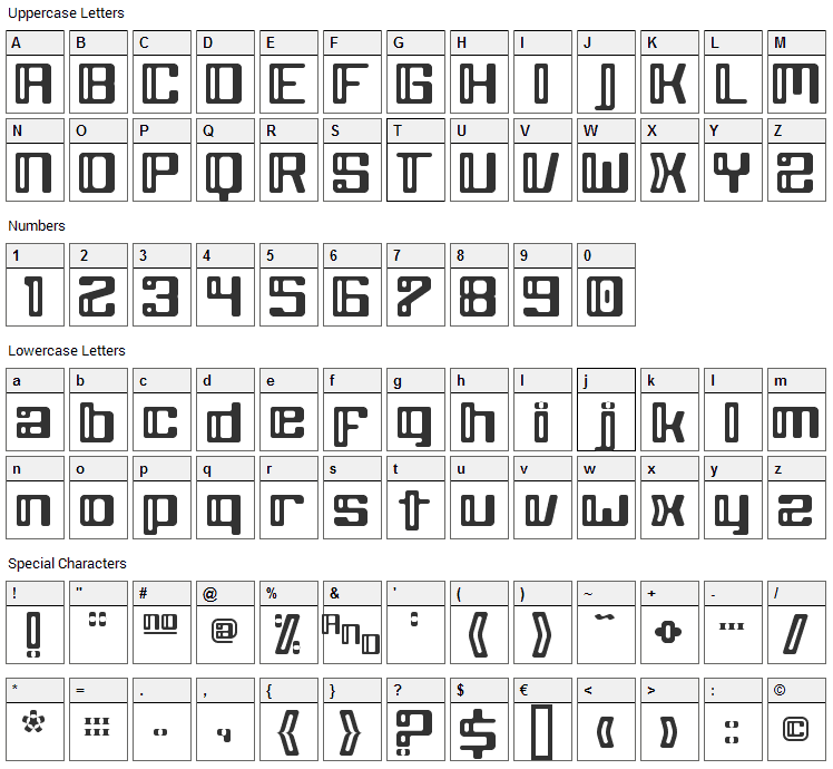 Grey Wolf Font Character Map