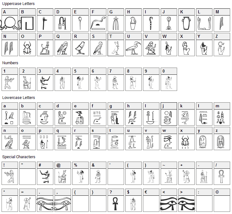 Greywolf Glyphs Font Character Map
