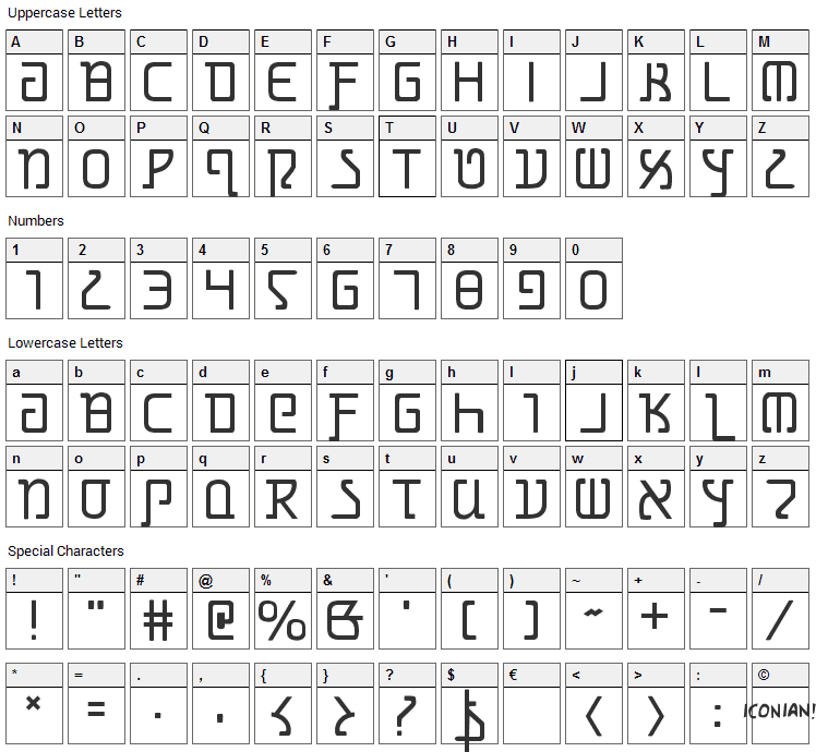 Grimlord Font Character Map