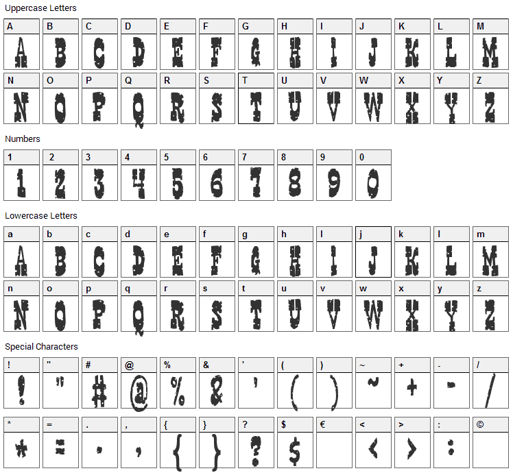 Gringo Nights Font Character Map