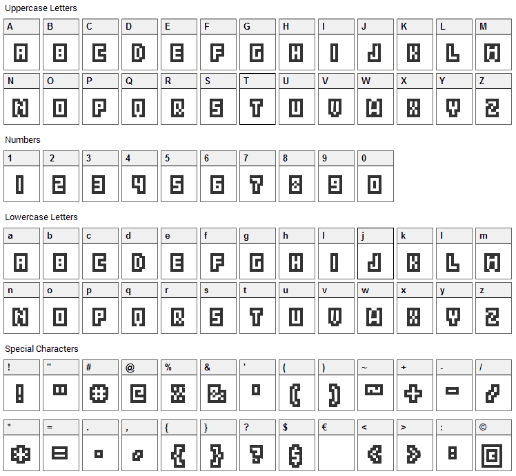 Grixel Acme 5 CompCapsO Font Character Map