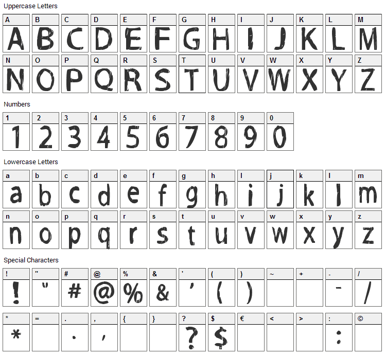 Grog-Binge Font Character Map