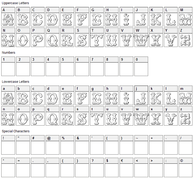 Grolier Font Character Map