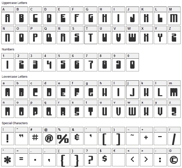 Groove Machine Font Character Map