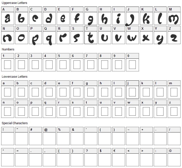 Groovy Font Character Map