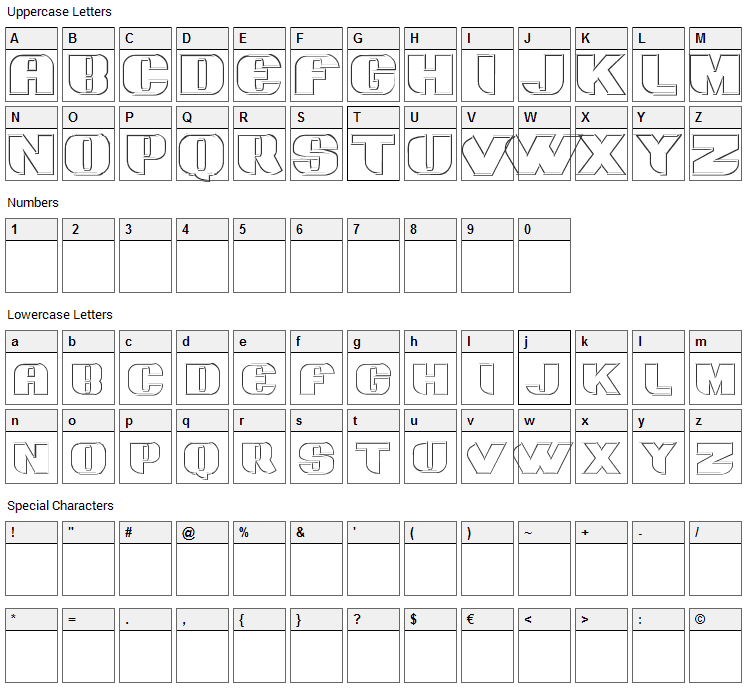 Grotesca 3D Font Character Map