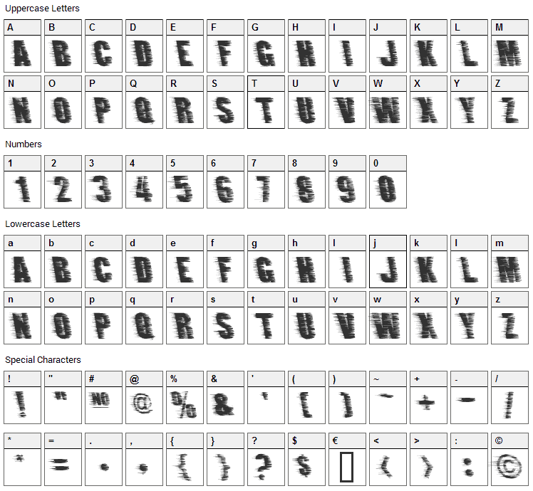 Ground Zero Font Character Map