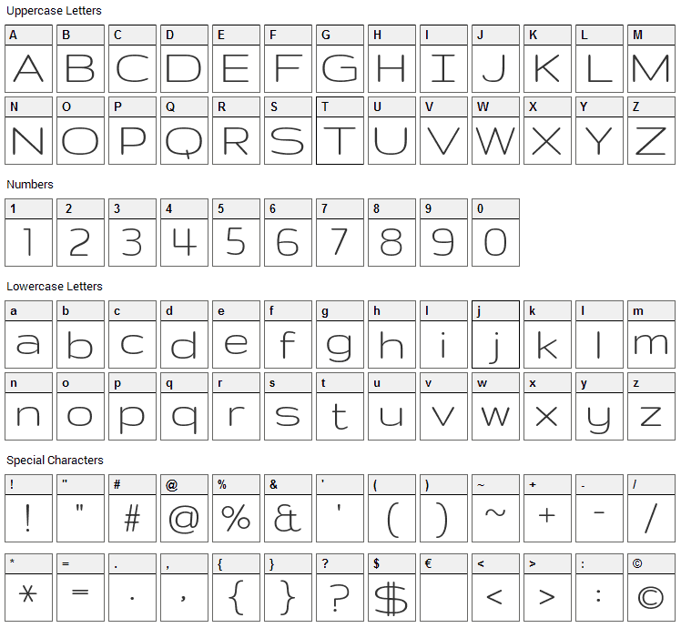 Gruppo Font Character Map