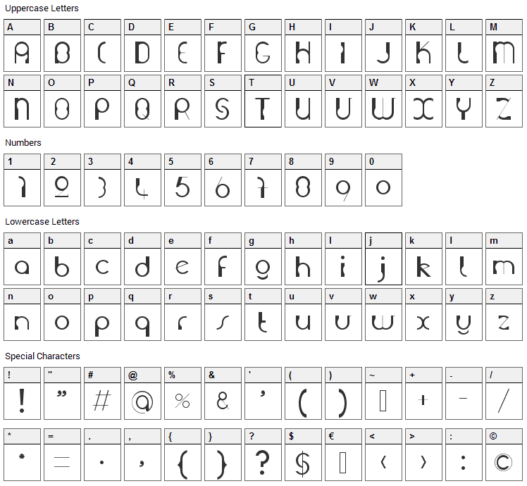 Grutch Construkt Font Character Map