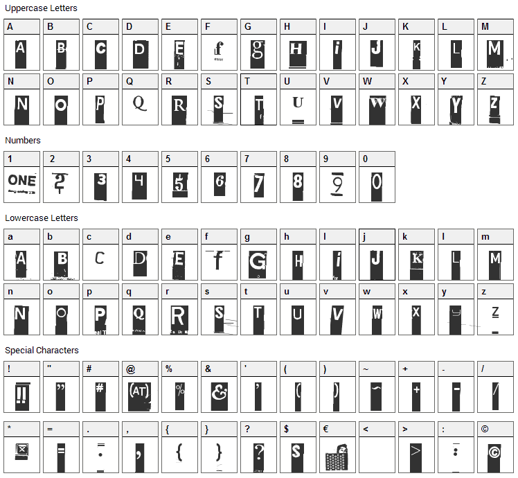 Gubben I L Font Character Map