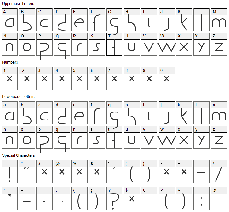 Guild of Professional Actors Font Character Map