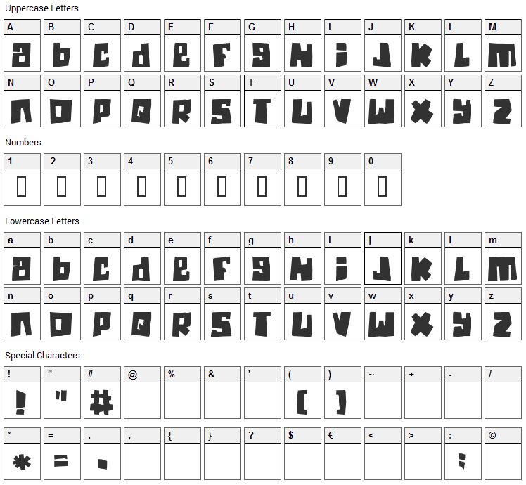 Guinea Pigs Font Character Map