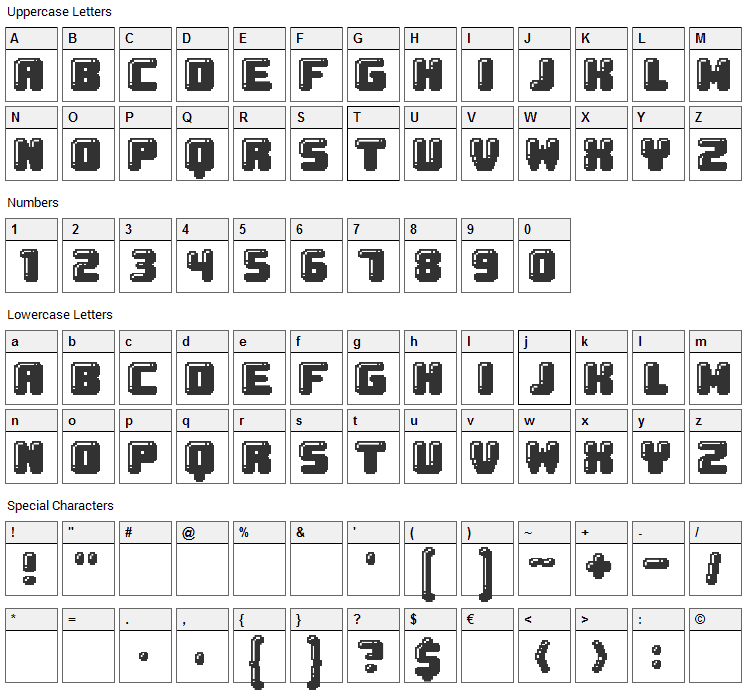 Gumball Font Character Map