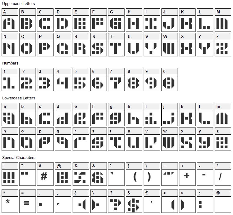 Gunju Font Character Map