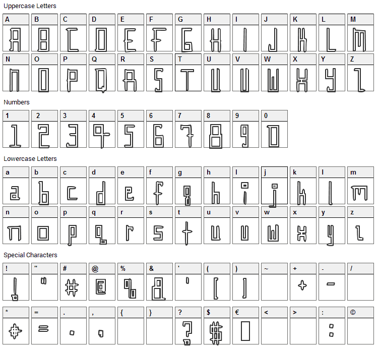 Gunther Font Character Map