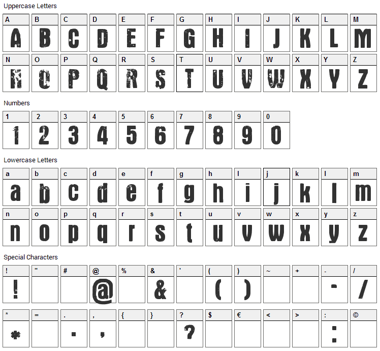 Gustav Font Character Map