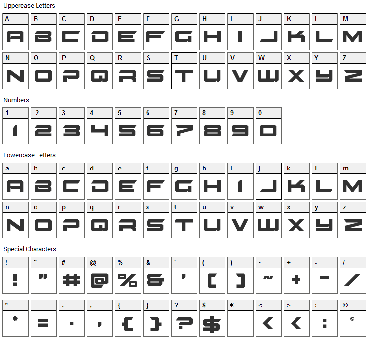 Gypsy Killer Font Character Map