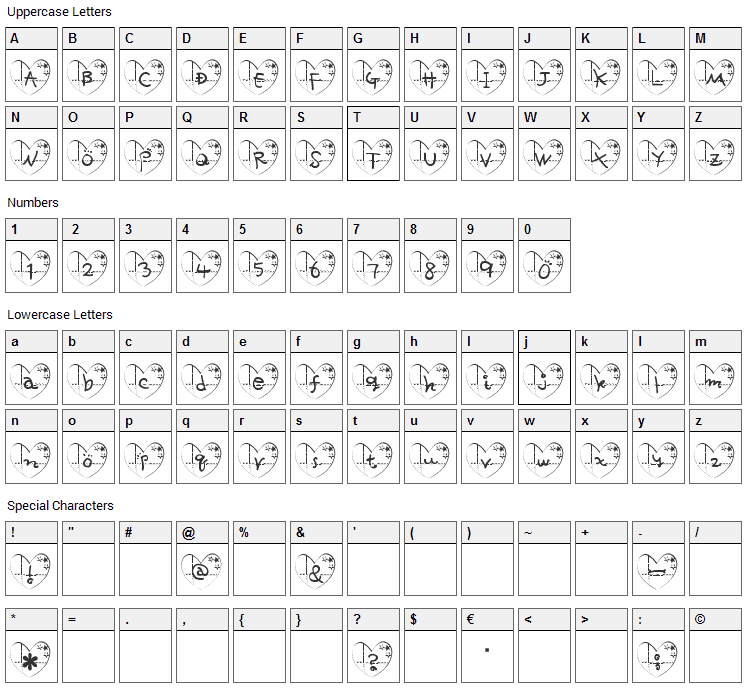 ha- Font Character Map