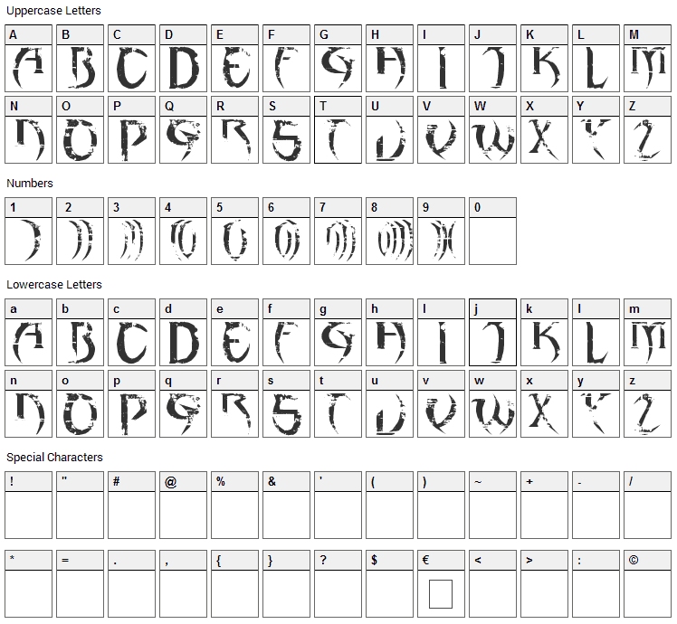 haAJJA Font Character Map