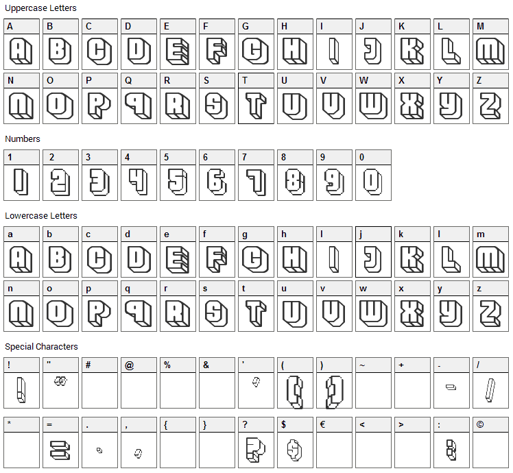 Habbo Font Character Map